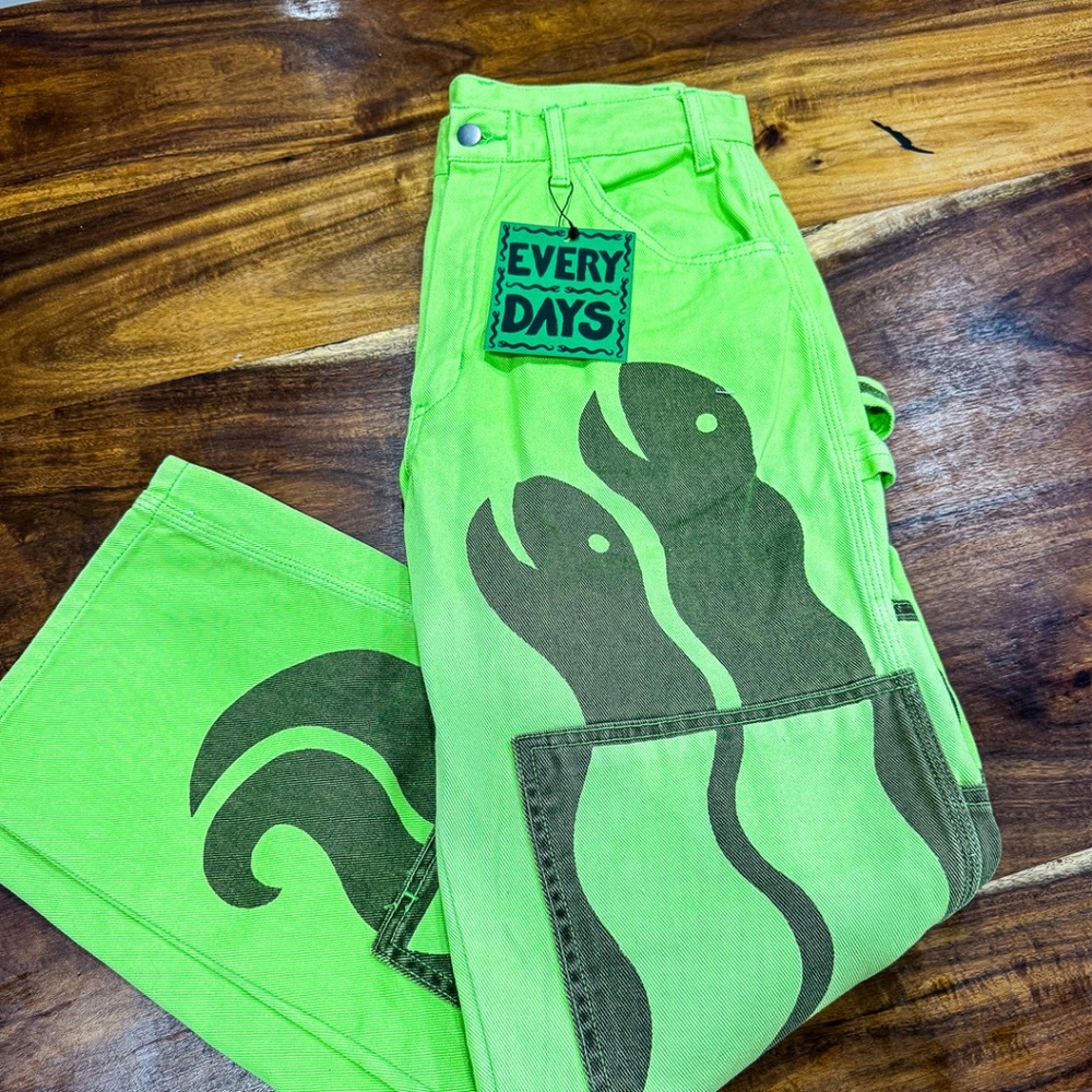 everydays green snake pants NEW w Tags size 30 art print RARE